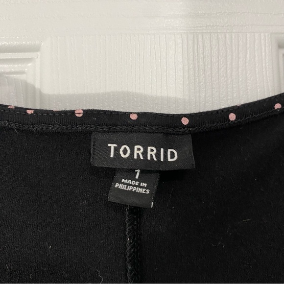 Torrid sweetheart black dress w/ pink dots - Picture 5 of 5